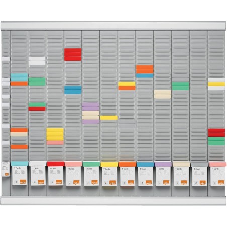 Nobo - Kit Planning Annuel Mural à Fiches T, 12 Colonnes & 32 Fentes, Indice 2, Fiches T & Index Inclus, 32938864