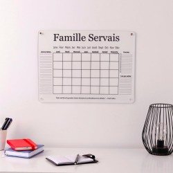LAUBLUST Calendrier mural personnalisé en verre acrylique - Format A2, A3, A4 | Planificateur familial avec nom de famille & tex