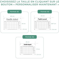 LAUBLUST Calendrier mural personnalisé en verre acrylique - Format A2, A3, A4 | Planificateur familial avec nom de famille & tex