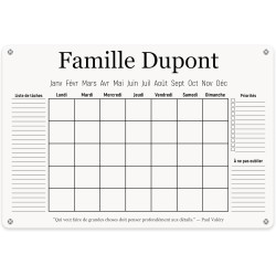 LAUBLUST Calendrier Mural en Acrylique Personnalisé - A2, A3, A4 - Blanc | Planificateur Familial avec Nom et Texte - Hebdomadai