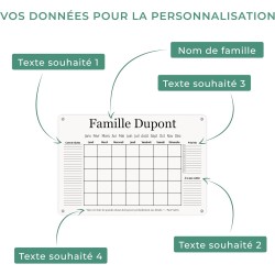 LAUBLUST Calendrier Mural en Acrylique Personnalisé - A2, A3, A4 - Blanc | Planificateur Familial avec Nom et Texte - Hebdomadai