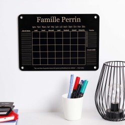LAUBLUST Calendrier Mural en Acrylique Personnalisé - A2, A3, A4 - Noir | Planificateur Familial avec Nom et Texte - Hebdomadair