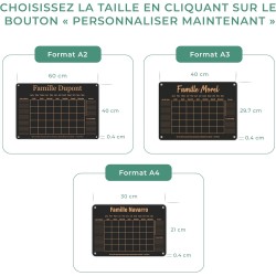 LAUBLUST Calendrier Mural en Acrylique Personnalisé - A2, A3, A4 - Noir | Planificateur Familial avec Nom et Texte - Hebdomadair