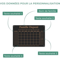 LAUBLUST Calendrier Mural en Acrylique Personnalisé - A2, A3, A4 - Noir | Planificateur Familial avec Nom et Texte - Hebdomadair