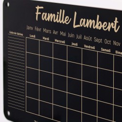 LAUBLUST Calendrier Mural en Acrylique Personnalisé - A2, A3, A4 - Noir | Planificateur Familial avec Nom et Texte - Hebdomadair