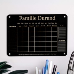 LAUBLUST Calendrier Mural en Acrylique Personnalisé - A2, A3, A4 - Noir | Planificateur Familial avec Nom et Texte - Hebdomadair