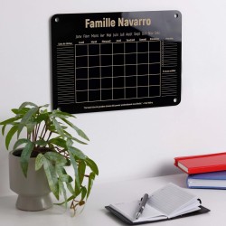 LAUBLUST Calendrier Mural en Acrylique Personnalisé - A2, A3, A4 - Noir | Planificateur Familial avec Nom et Texte - Hebdomadair