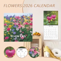 Calendrier Des Fleurs 2026-2026 Calendrier Mural, Planificateur De Calendriers Familial Hebdomadaire Tool De Planification De Da