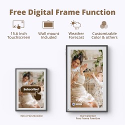 Dragon Touch Calendrier numérique 2025 de 39,6 cm, planificateur mural familial, écran tactile interactif Full HD 1080p, tableau