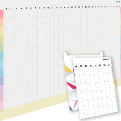 Planificateur Annuel Mural sans Date, Personnalisable - Grand Calendrier Affiche DIN A1 84x60 cm. Planificateur Annuel pour Boos