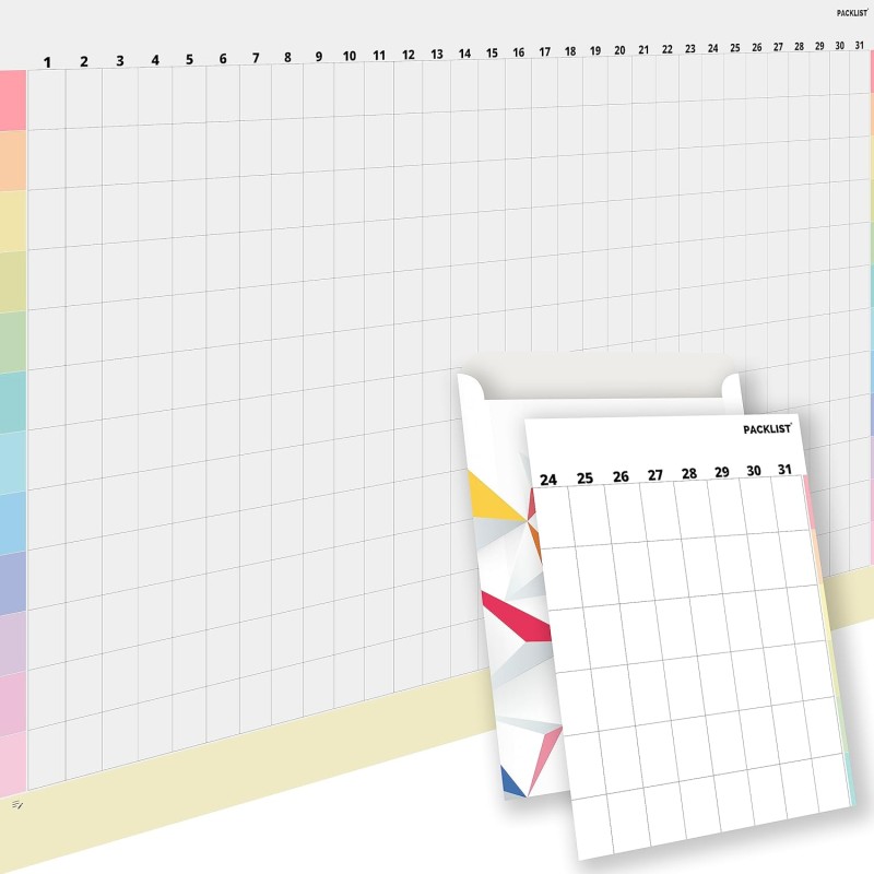 Planificateur Annuel Mural sans Date, Personnalisable - Grand Calendrier Affiche DIN A1 84x60 cm. Planificateur Annuel pour Boos