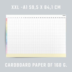 Planificateur Annuel Mural sans Date, Personnalisable - Grand Calendrier Affiche DIN A1 84x60 cm. Planificateur Annuel pour Boos