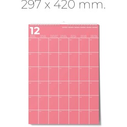 Calendrier 2025 Mural Planificateur Mensuel et Annuel - 12 mois JAN-DEC - Grands Espaces pour Écrire, 30x42 cm. Conçu pour Vous 