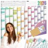 Calendrier mural annuel 2026 – Format A1 – Grand calendrier annuel XXL plié – Avec aperçu des jours fériés et des vacances scola