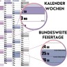 Calendrier mural annuel 2026 – Format A1 – Grand calendrier annuel XXL plié – Avec aperçu des jours fériés et des vacances scola