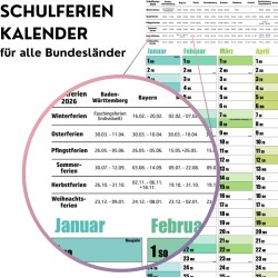 Calendrier mural annuel 2026 – Format A1 – Grand calendrier annuel XXL plié – Avec aperçu des jours fériés et des vacances scola
