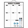 Tableau Blanc Mural Planificateur Hebdomadaire à Suspendre 40 x 30 cm, Tableau Blanc Portable avec Cadre Aluminium, Calendrier M
