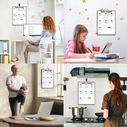 Tableau Blanc Mural Planificateur Hebdomadaire à Suspendre 40 x 30 cm, Tableau Blanc Portable avec Cadre Aluminium, Calendrier M