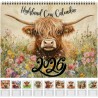 Calendrier Mural 2026 Animaux, Calendrier Mural Décoratif Highland Cow, Calendriers Murals Avec De Jolis Dessins De Bovins Des H
