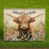 Calendrier Mural 2026 Animaux, Calendrier Mural Décoratif Highland Cow, Calendriers Murals Avec De Jolis Dessins De Bovins Des H