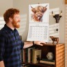 Calendrier Mural 2026 Animaux, Calendrier Mural Décoratif Highland Cow, Calendriers Murals Avec De Jolis Dessins De Bovins Des H