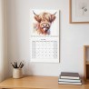 Calendrier Mural 2026 Animaux, Calendrier Mural Décoratif Highland Cow, Calendriers Murals Avec De Jolis Dessins De Bovins Des H