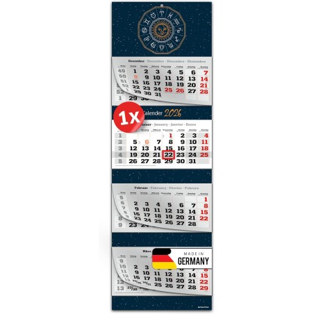 Primus Print Calendrier mural XXL 2026 – Calendrier mural 4 mois – Avec curseur de date, calendrier à suspendre – Avec jours fér