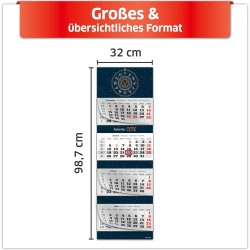 Primus Print Calendrier mural XXL 2026 – Calendrier mural 4 mois – Avec curseur de date, calendrier à suspendre – Avec jours fér