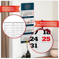 Primus Print Calendrier mural XXL 2026 – Calendrier mural 4 mois – Avec curseur de date, calendrier à suspendre – Avec jours fér
