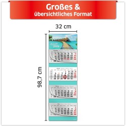 Primus Print Calendrier mural XXL 2026 – Calendrier mural 4 mois – Avec curseur de date, calendrier à suspendre – Avec jours fér