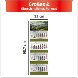 Primus Print Calendrier mural XXL 2026 – Calendrier mural 4 mois – Avec curseur de date, calendrier à suspendre – Avec jours fér