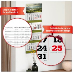 Primus Print Calendrier mural XXL 2026 – Calendrier mural 4 mois – Avec curseur de date, calendrier à suspendre – Avec jours fér