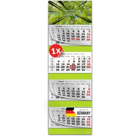 Primus Print Calendrier mural XXL 2026 – Calendrier mural 4 mois – Avec curseur de date, calendrier à suspendre – Avec jours fér