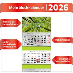Primus Print Calendrier mural XXL 2026 – Calendrier mural 4 mois – Avec curseur de date, calendrier à suspendre – Avec jours fér