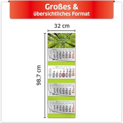 Primus Print Calendrier mural XXL 2026 – Calendrier mural 4 mois – Avec curseur de date, calendrier à suspendre – Avec jours fér