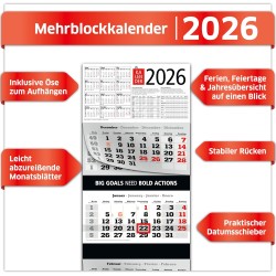 Primus Print Calendrier mural XXL 2026 – Calendrier mural 4 mois – Avec curseur de date, calendrier à suspendre – Avec jours fér