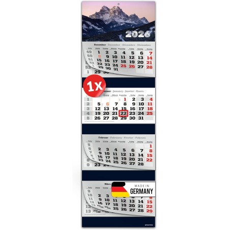 Primus Print Calendrier mural XXL 2026 – Calendrier mural 4 mois – Avec curseur de date, calendrier à suspendre – Avec jours fér