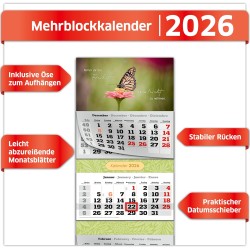 Primus Print Calendrier mural XXL 2026 – Calendrier mural 4 mois – Avec curseur de date, calendrier à suspendre – Avec jours fér