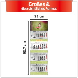 Primus Print Calendrier mural XXL 2026 – Calendrier mural 4 mois – Avec curseur de date, calendrier à suspendre – Avec jours fér