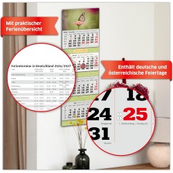 Primus Print Calendrier mural XXL 2026 – Calendrier mural 4 mois – Avec curseur de date, calendrier à suspendre – Avec jours fér