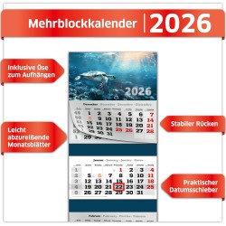 Primus Print Calendrier mural XXL 2026 – Calendrier mural 4 mois – Avec curseur de date, calendrier à suspendre – Avec jours fér