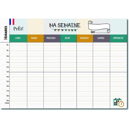 Emploi du Temps Scolaire & Semainier Famille A3 | Tableau Hebdomadaire Mural à Compléter | Organisation Enfants & Parents A3 | R