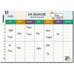 Emploi du Temps Scolaire & Semainier Famille A3 | Tableau Hebdomadaire Mural à Compléter | Organisation Enfants & Parents A3 | R