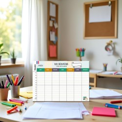 Emploi du Temps Scolaire & Semainier Famille A3 | Tableau Hebdomadaire Mural à Compléter | Organisation Enfants & Parents A3 | R