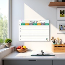 Emploi du Temps Scolaire & Semainier Famille A3 | Tableau Hebdomadaire Mural à Compléter | Organisation Enfants & Parents A3 | R