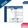 Sasco Planificateur mural compact 2026 avec stylo effaçable à l'eau et lot d'autocollants, bleu, style affiche, 610 mm x 405 mm 