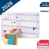 Sasco Planificateur mural compact 2026 avec stylo effaçable à l'eau et lot d'autocollants, bleu, style affiche, 610 mm x 405 mm 