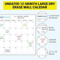 Planificateur Annuel Sans Date Effaçable 150x85cm C Alendrier Vierge Non Daté Sur 12 Mois Calendrier Annuel De Tableau Blanc Vie