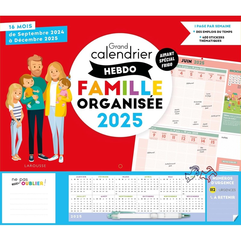 Grand calendrier hebdo Famille organisée 2025