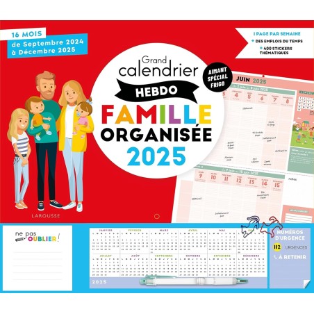 Grand calendrier hebdo Famille organisée 2025